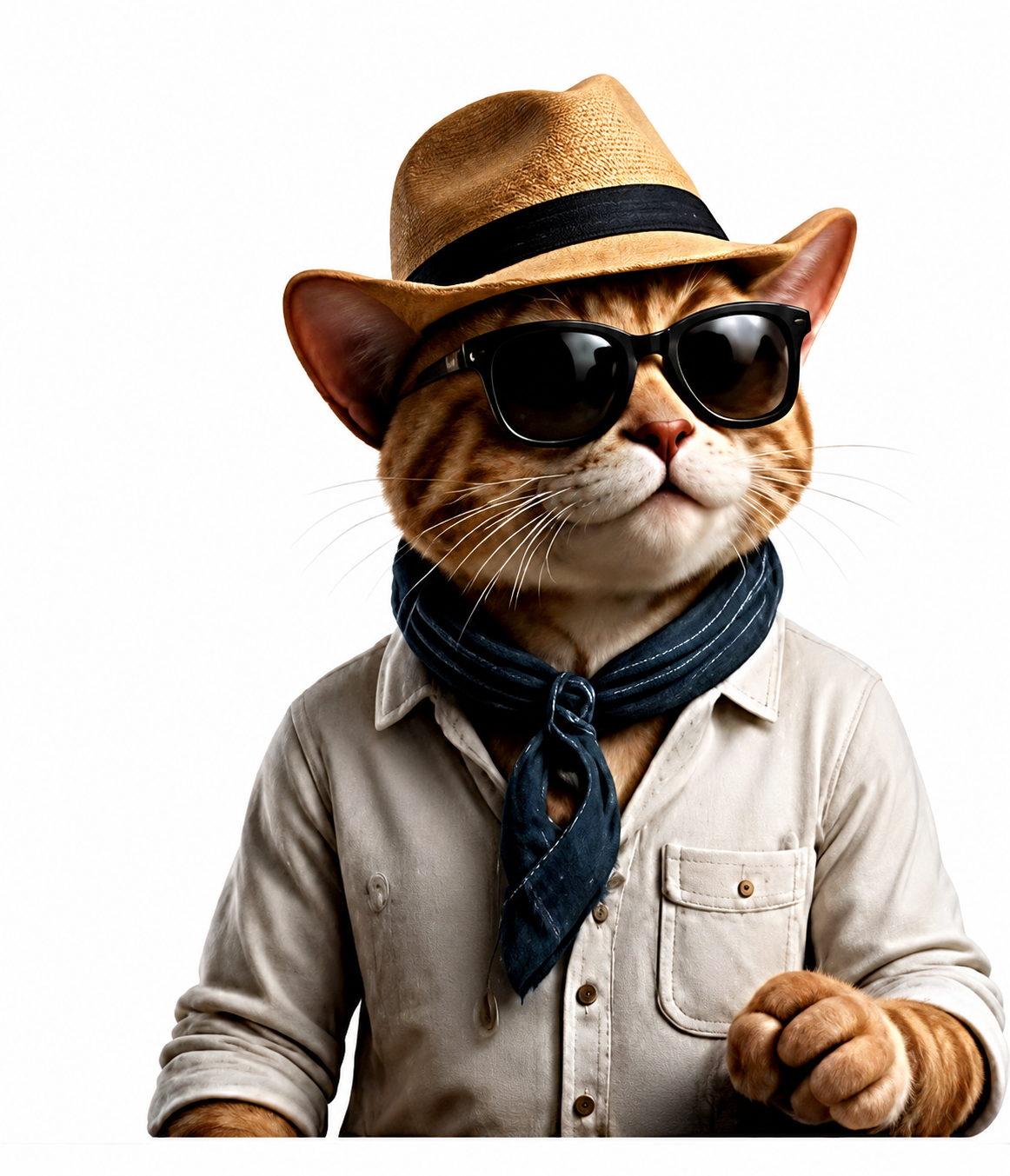 Atlas, your Tonight Local guide — a well-travelled cat in a straw hat and sunglasses
